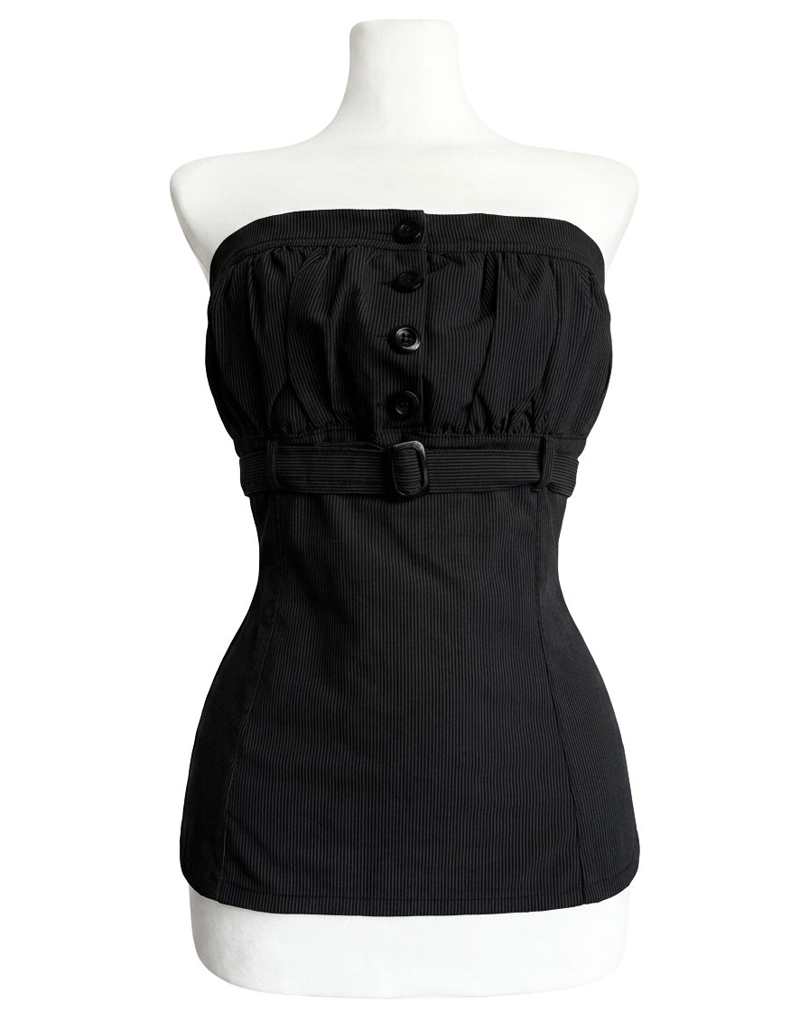 Vintage Y2K Strapless Pinstripe Corset Top