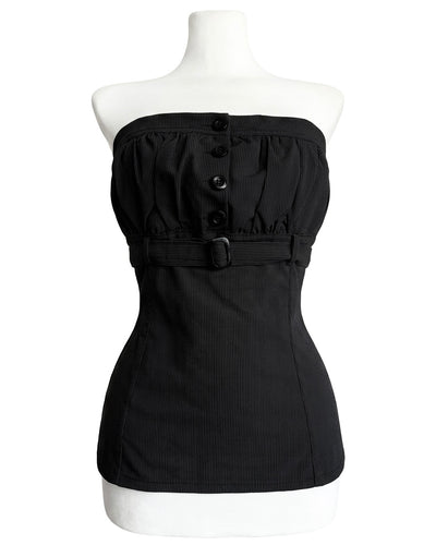 Vintage Y2K Strapless Pinstripe Corset Top