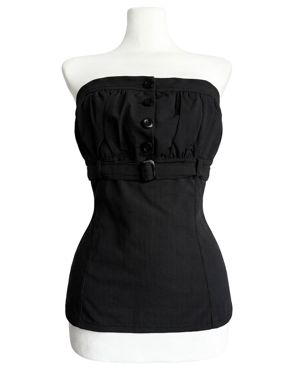 Vintage Y2K Strapless Pinstripe Corset Top