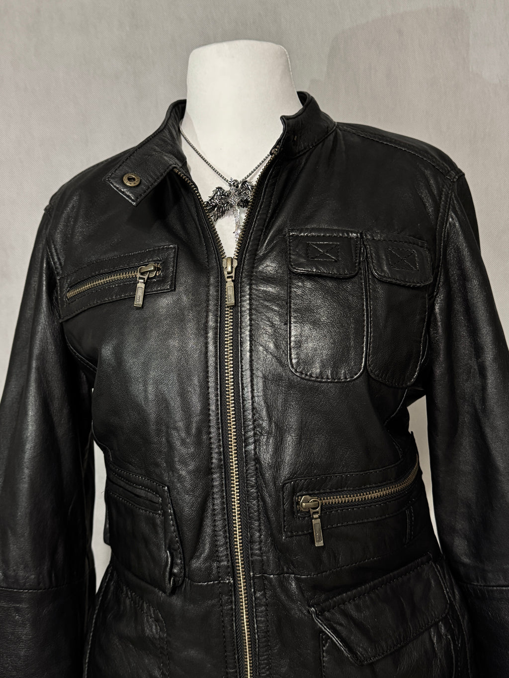 Black Utility Leather Jacket