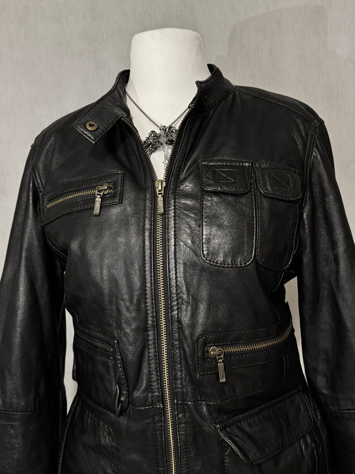 Black Utility Leather Jacket