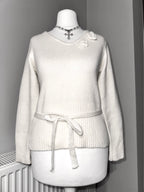 Cream Coquette Rosette Knit Sweater