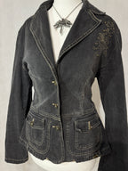 Charcoal Grey Acid Wash Denim Blazer