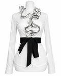 White Vintage Victorian Revival Ruffle Blouse