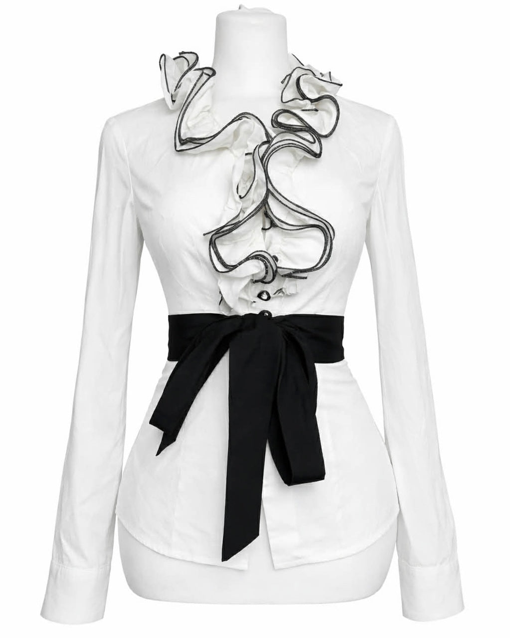 White Vintage Victorian Revival Ruffle Blouse