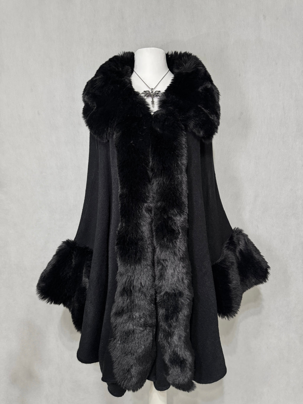 Midnight Faux-Fur Cape