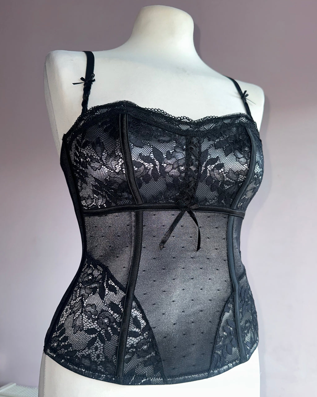 Dark lace corset top