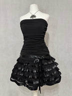 Midnight Black Lace Ruffle Dress