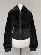 Midnight Black Furry Zip Jacket