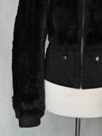 Midnight Black Furry Zip Jacket