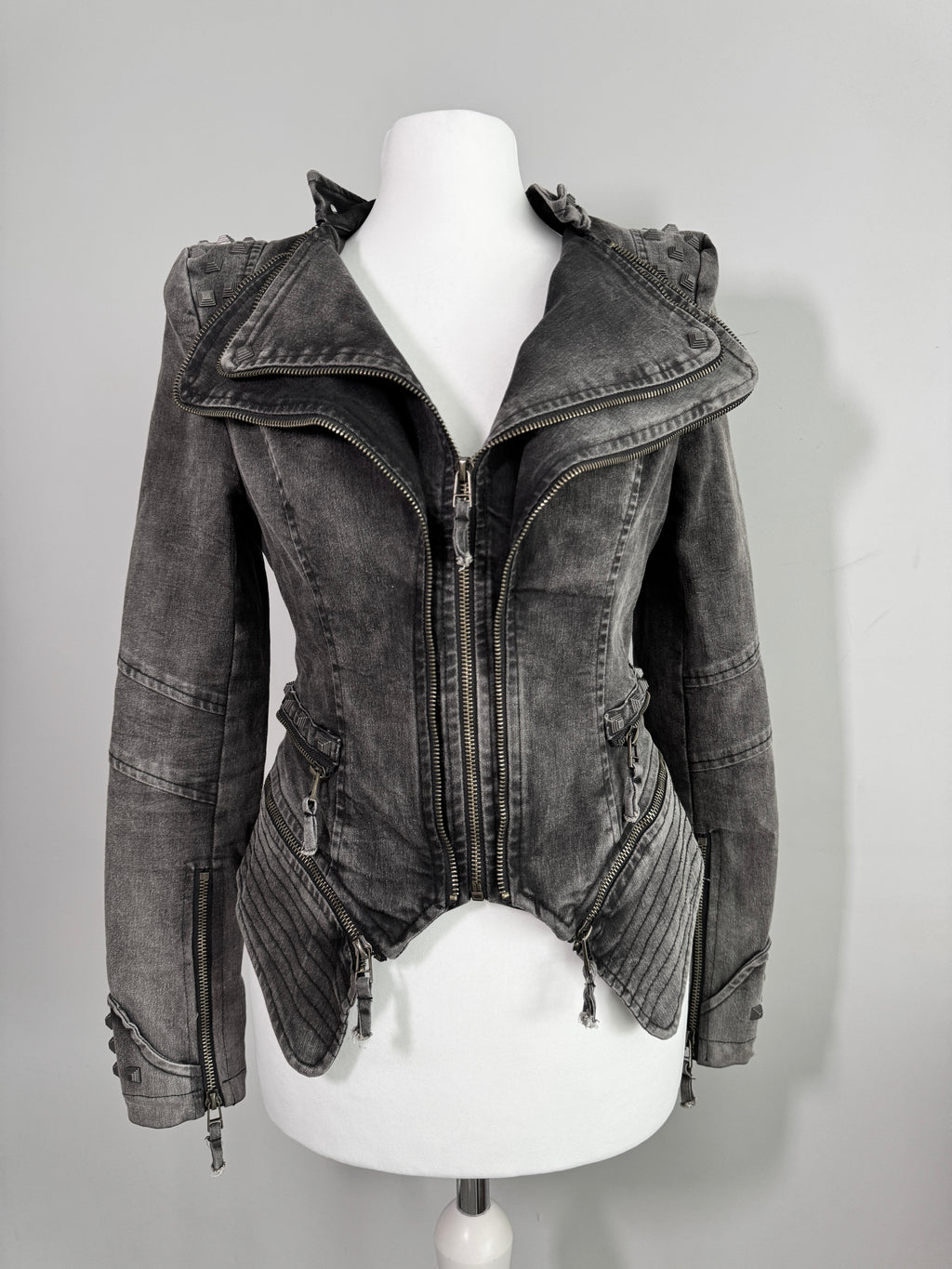 Acid Wash Gothic Biker Jacket