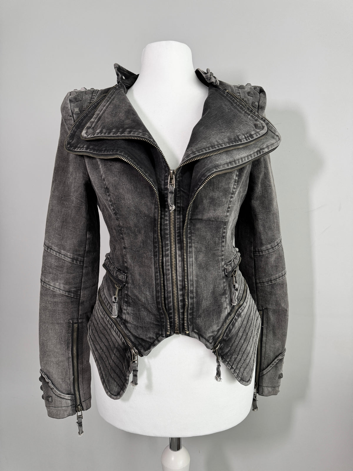 Acid Wash Gothic Biker Jacket