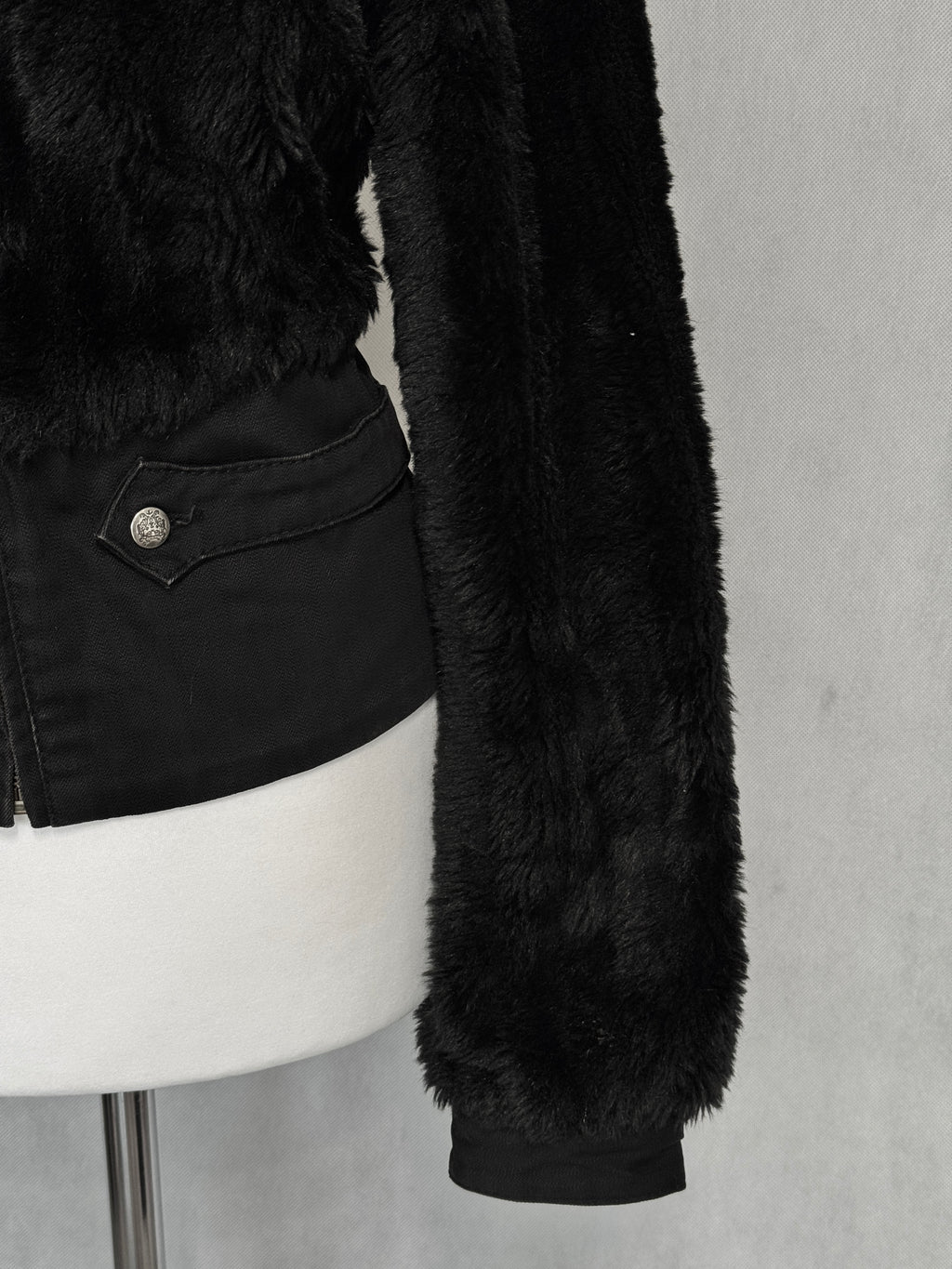 Midnight Black Furry Zip Jacket
