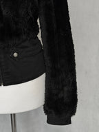 Midnight Black Furry Zip Jacket