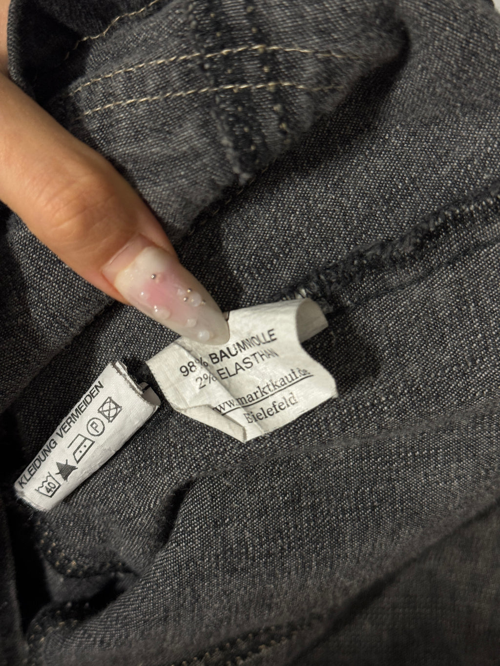 Charcoal Grey Acid Wash Denim Blazer