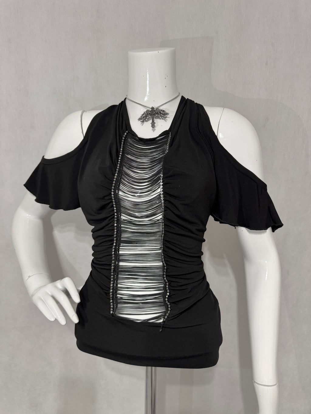 Gothic Trashy Draped Cut-Out Top