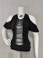 Gothic Trashy Draped Cut-Out Top