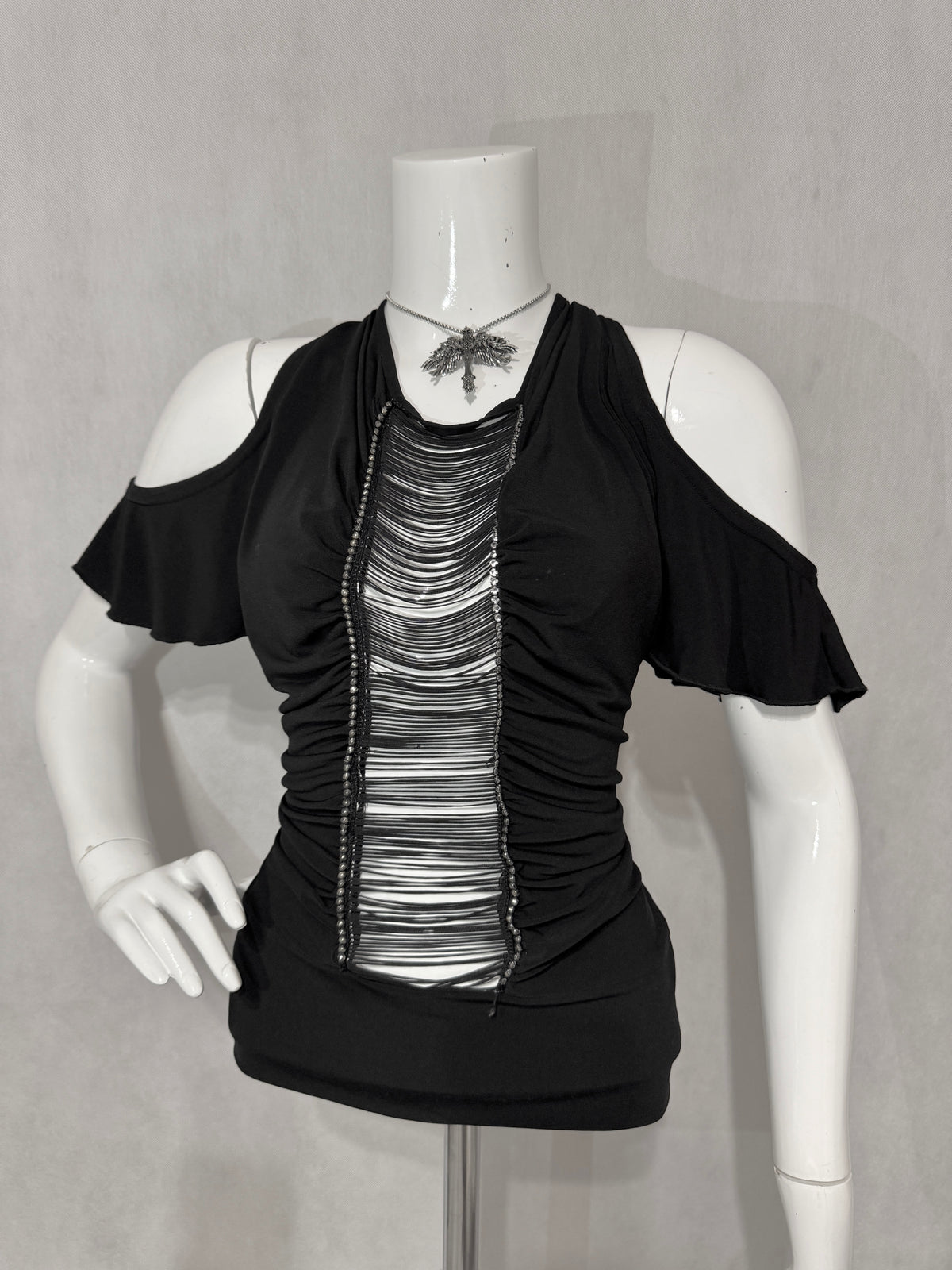 Gothic Trashy Draped Cut-Out Top