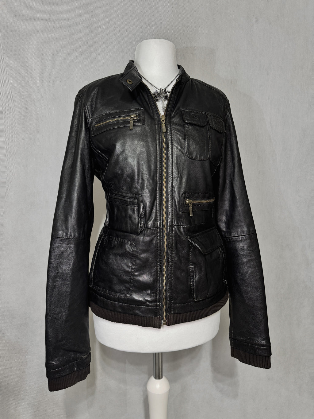 Black Utility Leather Jacket