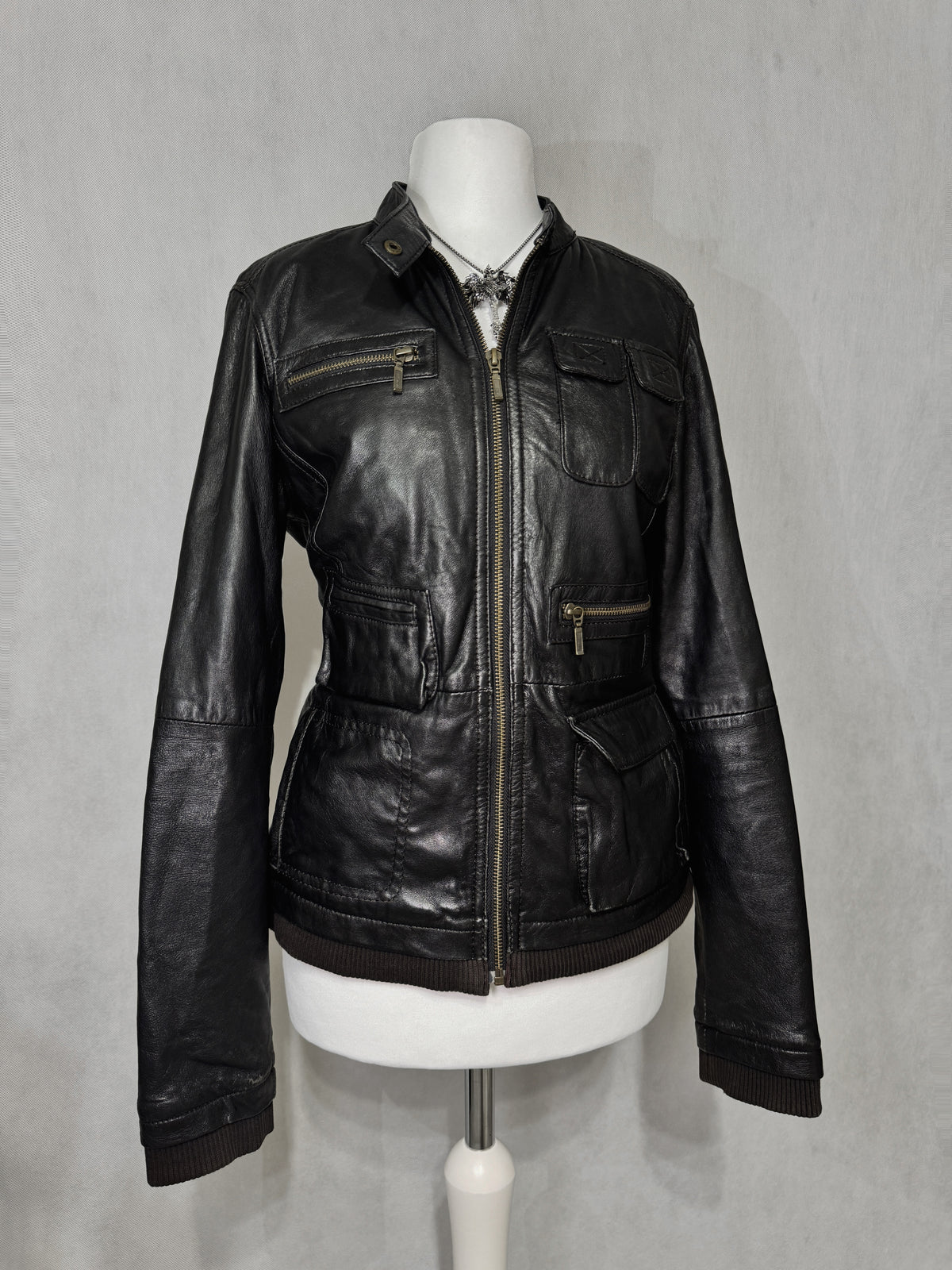 Black Utility Leather Jacket