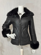 Midnight Faux-Fur Leather Jacket