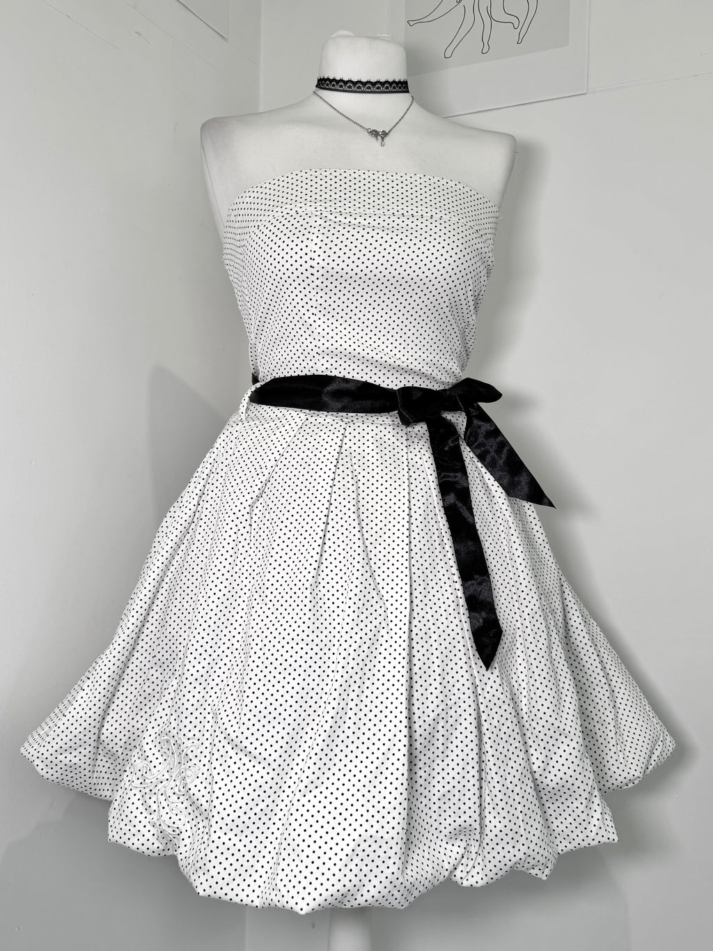 Vintage Polka dot bubble dress with cute bow belt