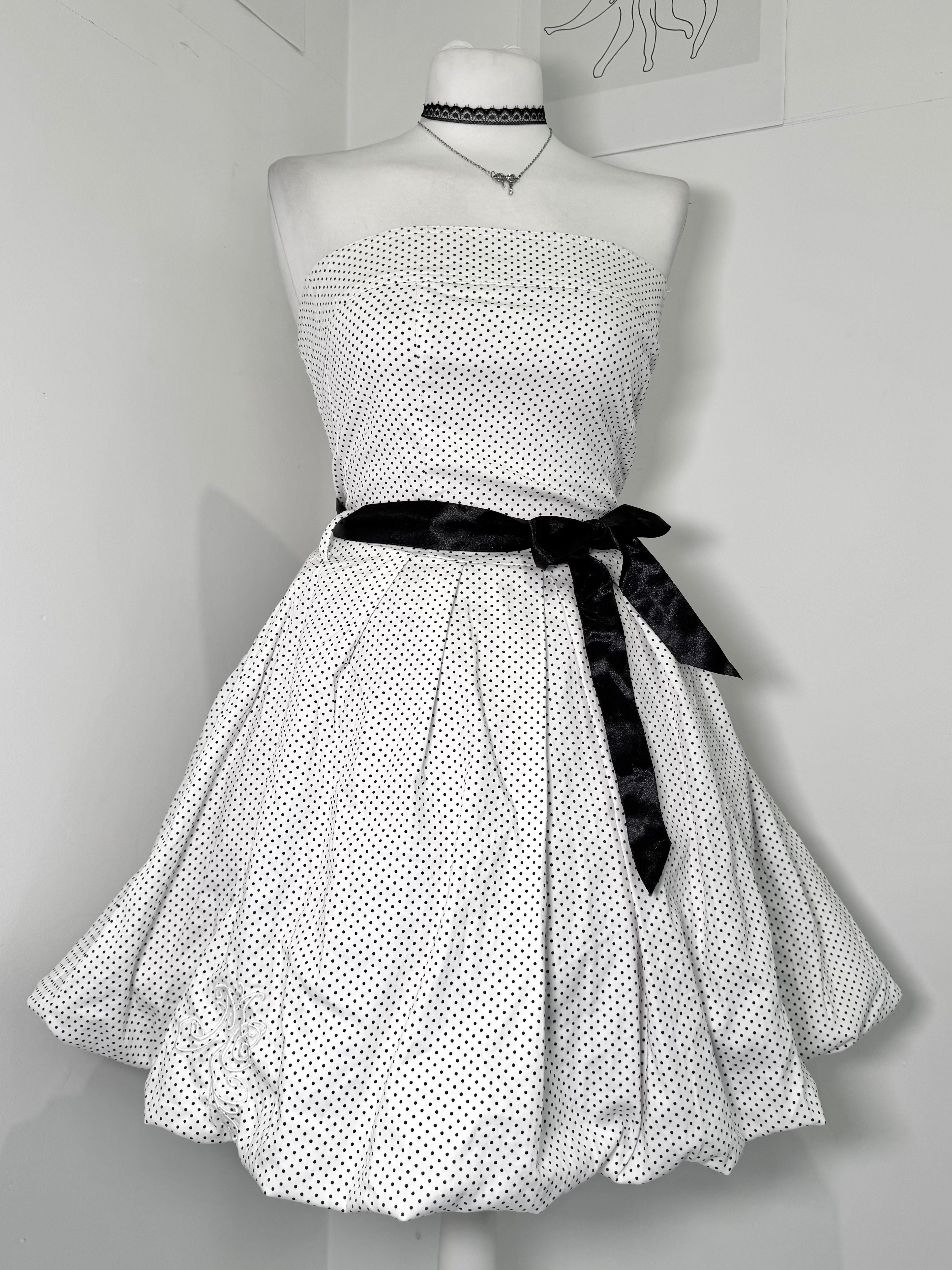 Vintage Polka dot bubble dress with cute bow belt