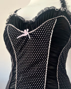 Black coquette corset top with dots