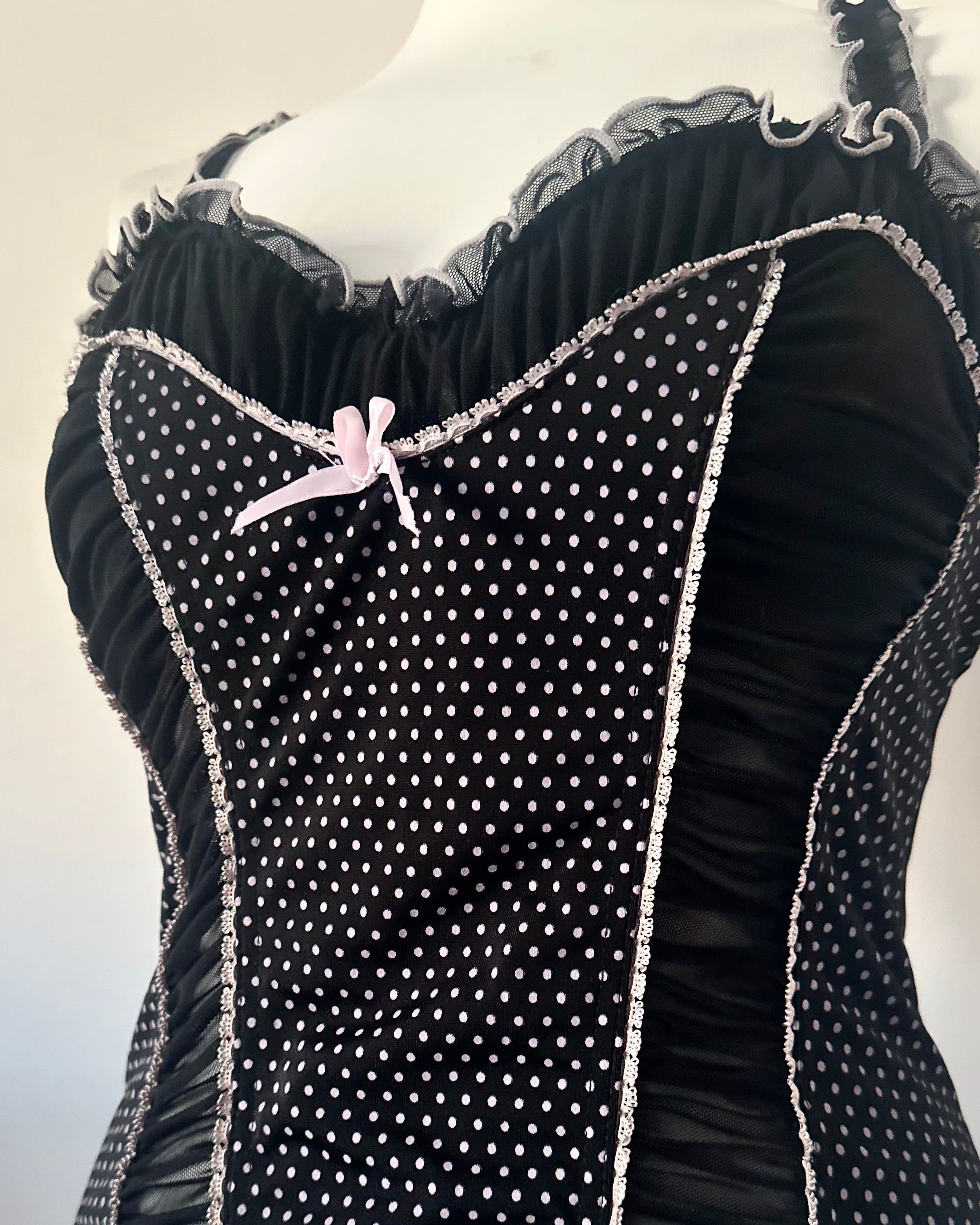 Black coquette corset top with dots