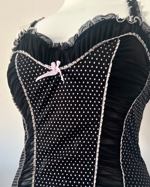 Black coquette corset top with dots