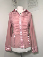 Dusty pink satin shirt with drapery