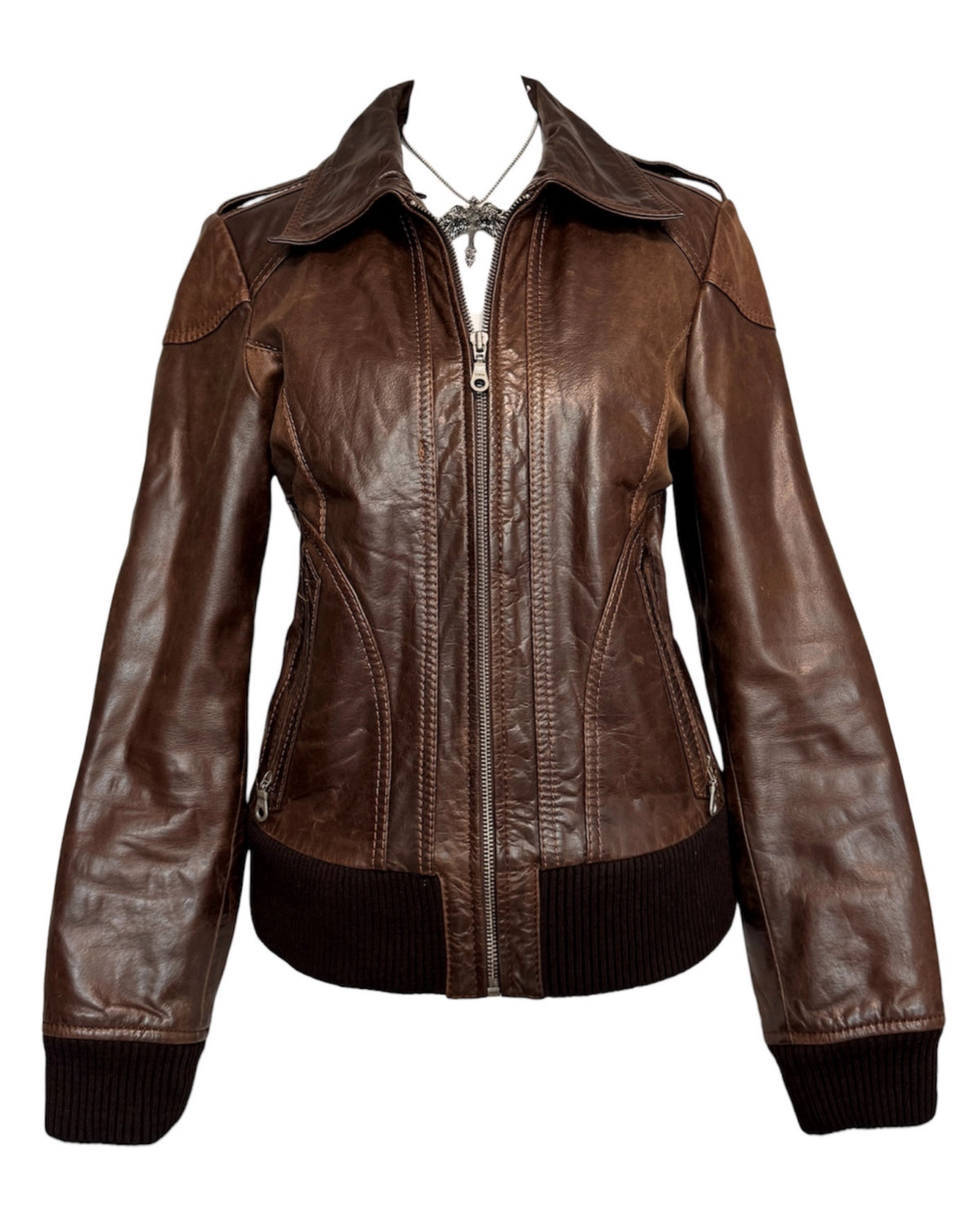 Dark Brown Real Leather Jacket