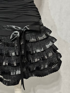Midnight Black Lace Ruffle Dress
