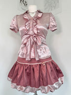 Pink polka dot set (shirt & bubble skirt)