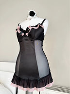 Black & Pink Coquette Corset Top