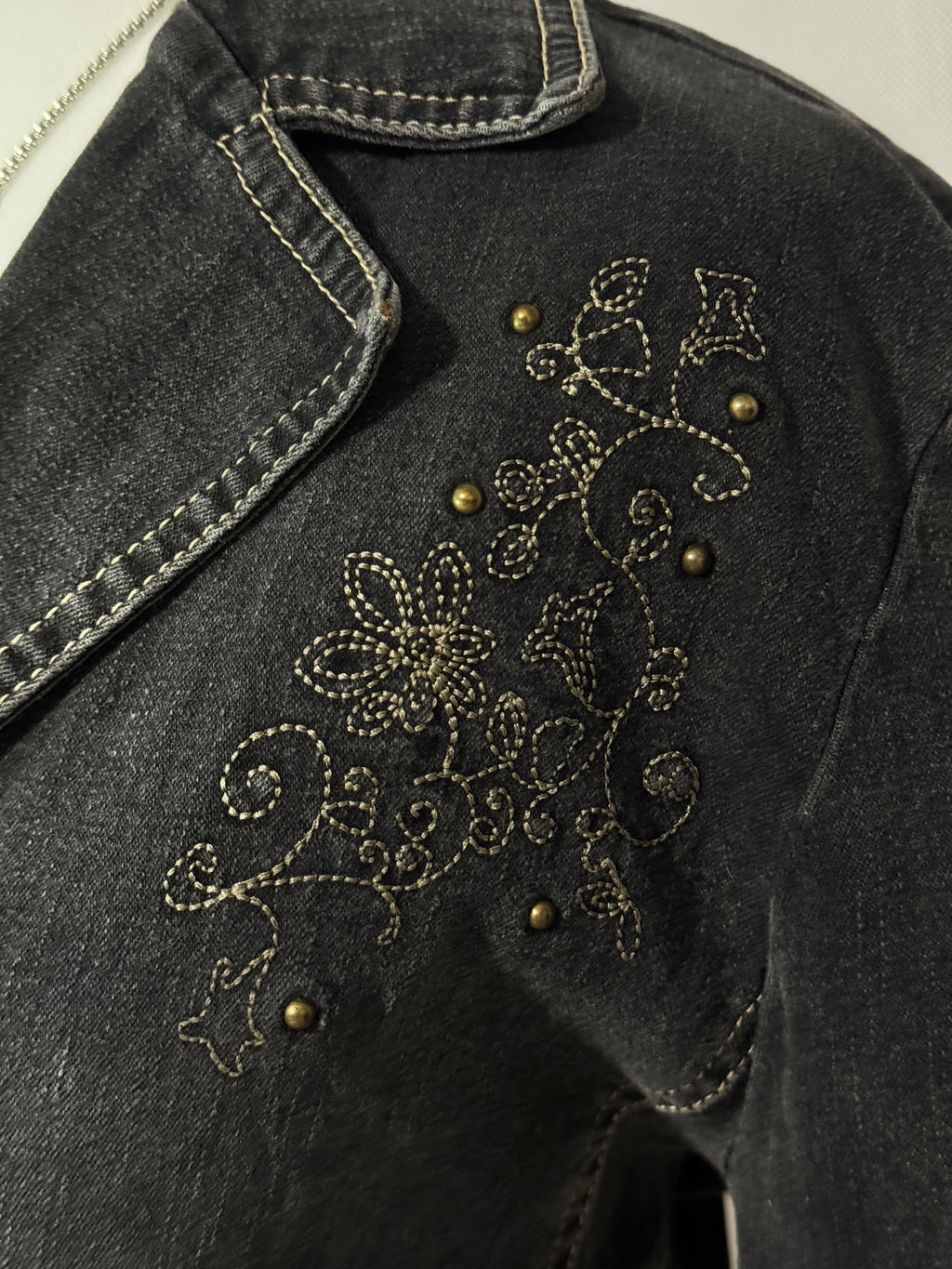 Charcoal Grey Acid Wash Denim Blazer