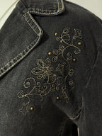 Charcoal Grey Acid Wash Denim Blazer