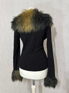 Gothic Vintage Faux-Fur Trim Jacket