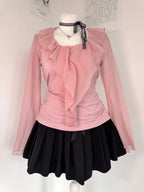 Dreamy pink bellsleeves top with ruffles