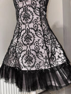 Silver Victorian lace mini strapless dress