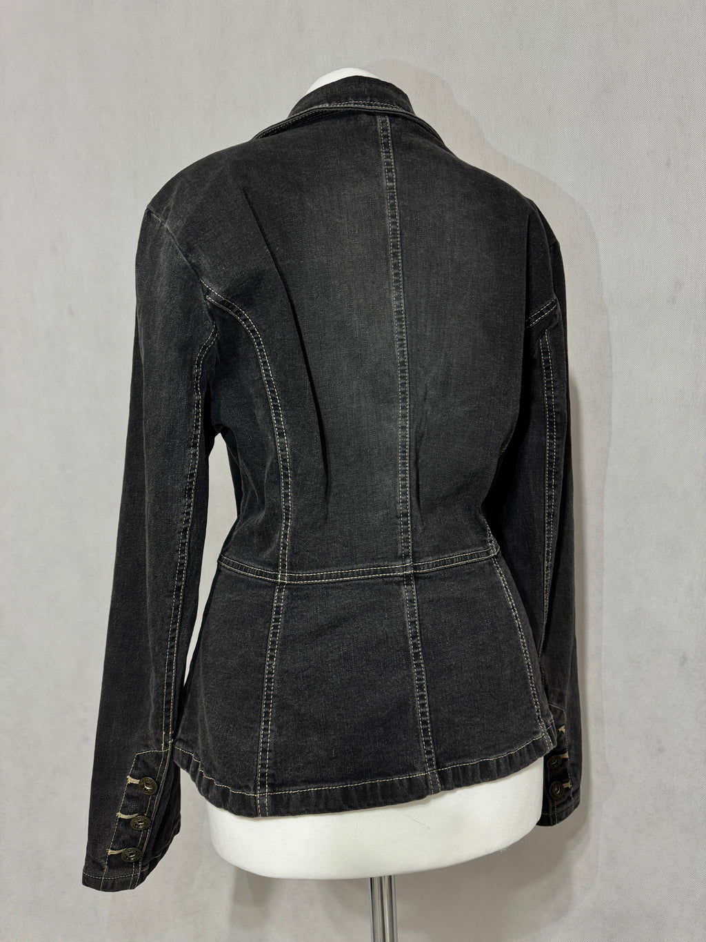Charcoal Grey Acid Wash Denim Blazer