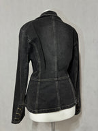 Charcoal Grey Acid Wash Denim Blazer