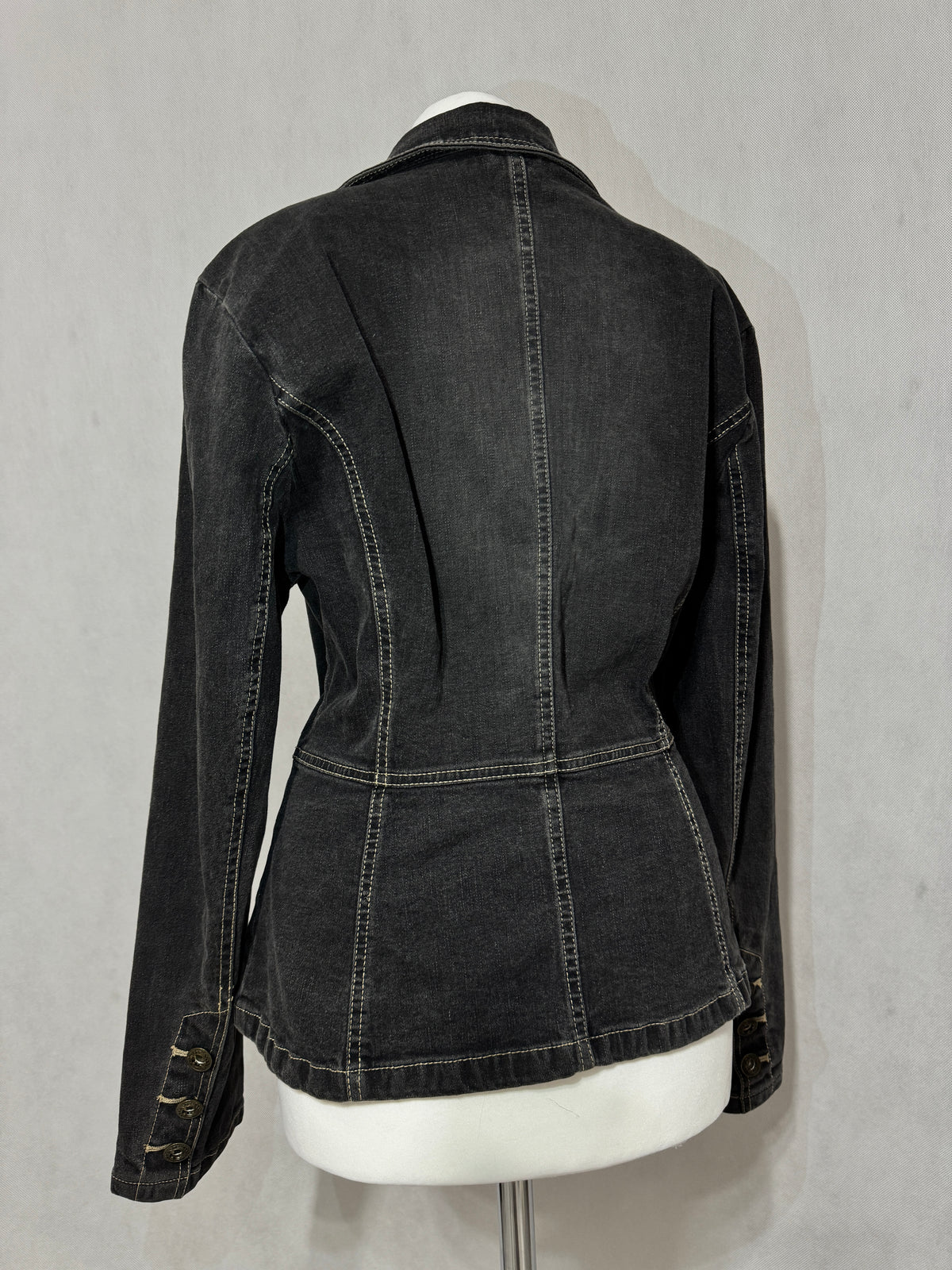 Charcoal Grey Acid Wash Denim Blazer
