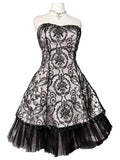 Silver Victorian lace mini strapless dress