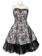 Silver Victorian lace mini strapless dress