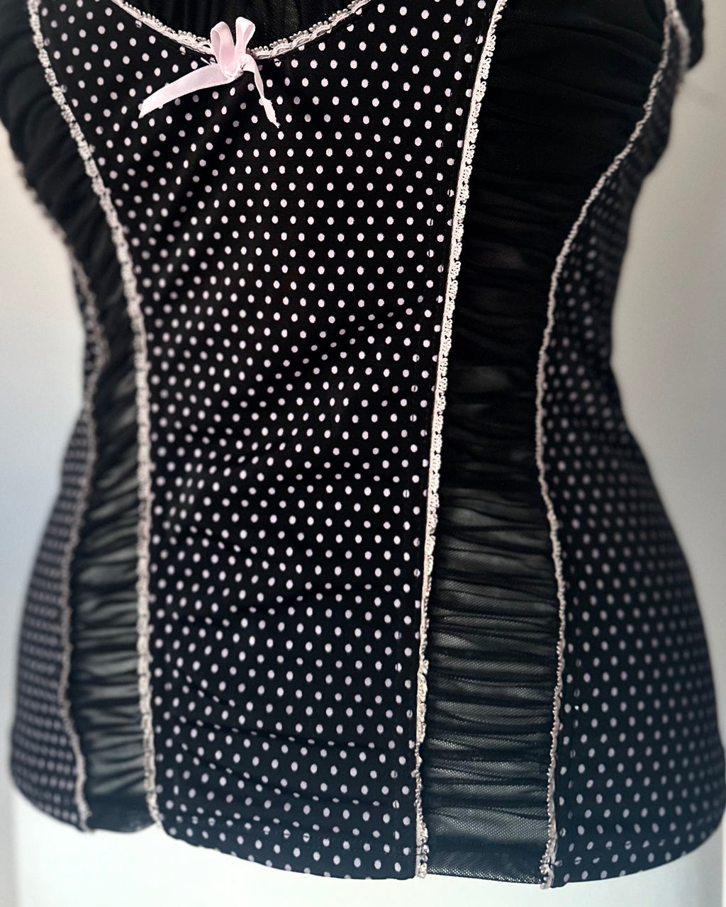 Black coquette corset top with dots