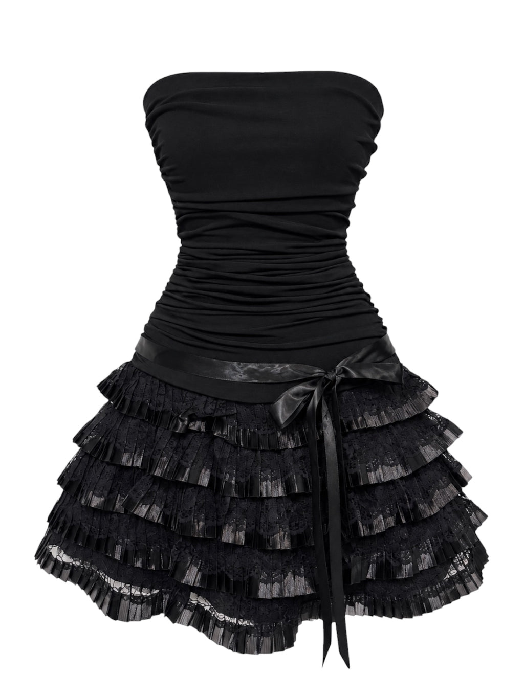Midnight Black Lace Ruffle Dress