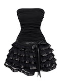 Midnight Black Lace Ruffle Dress