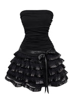Midnight Black Lace Ruffle Dress