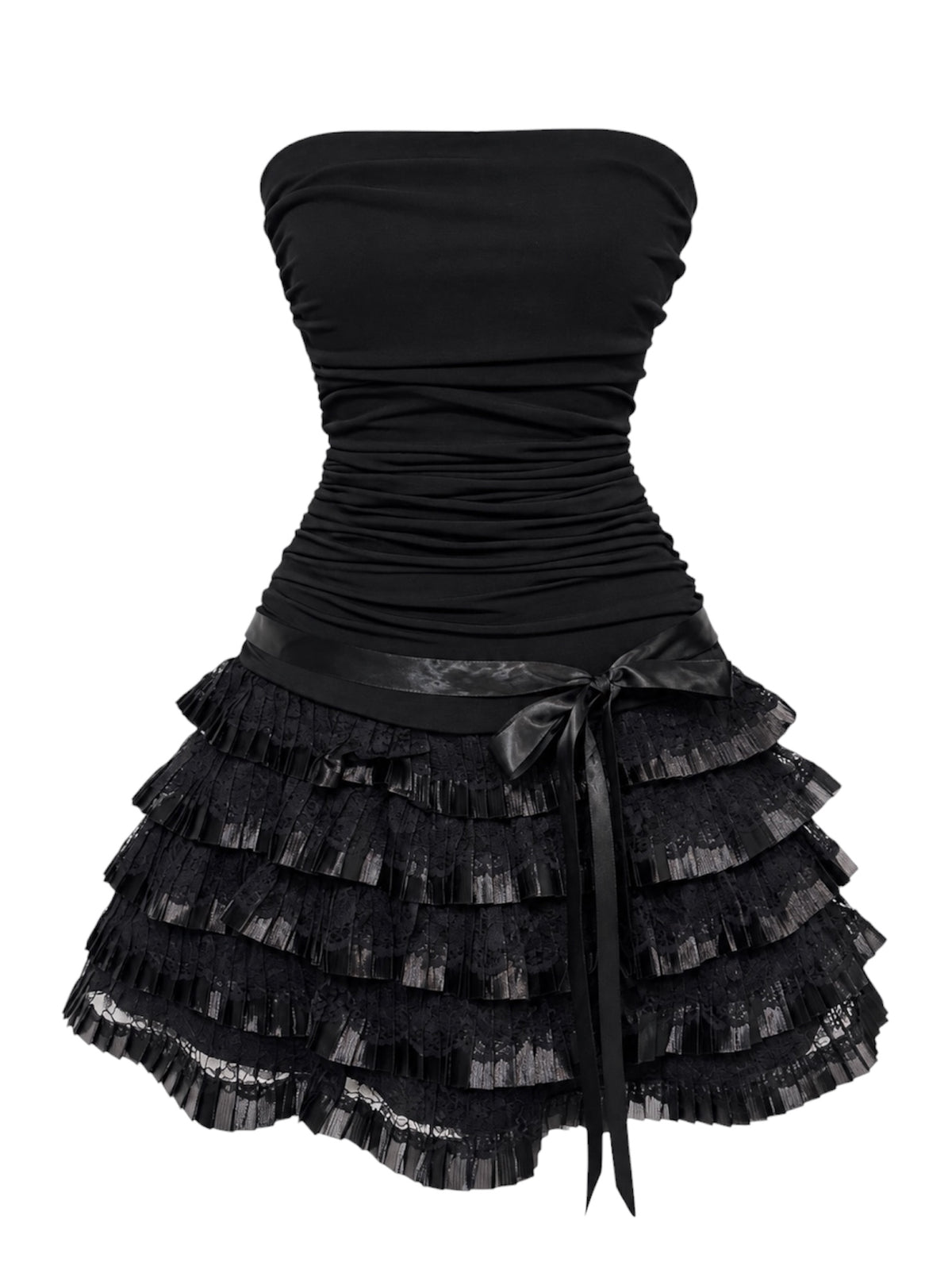 Midnight Black Lace Ruffle Dress